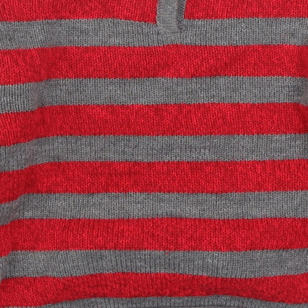 George Boys Red Striped Acrylic Pullover Jumper Size 12-18 Months  Pullover