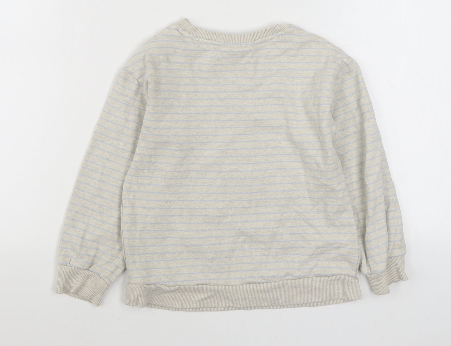 NEXT Girls Grey Striped Cotton Pullover Sweatshirt Size 7 Years  Pullover