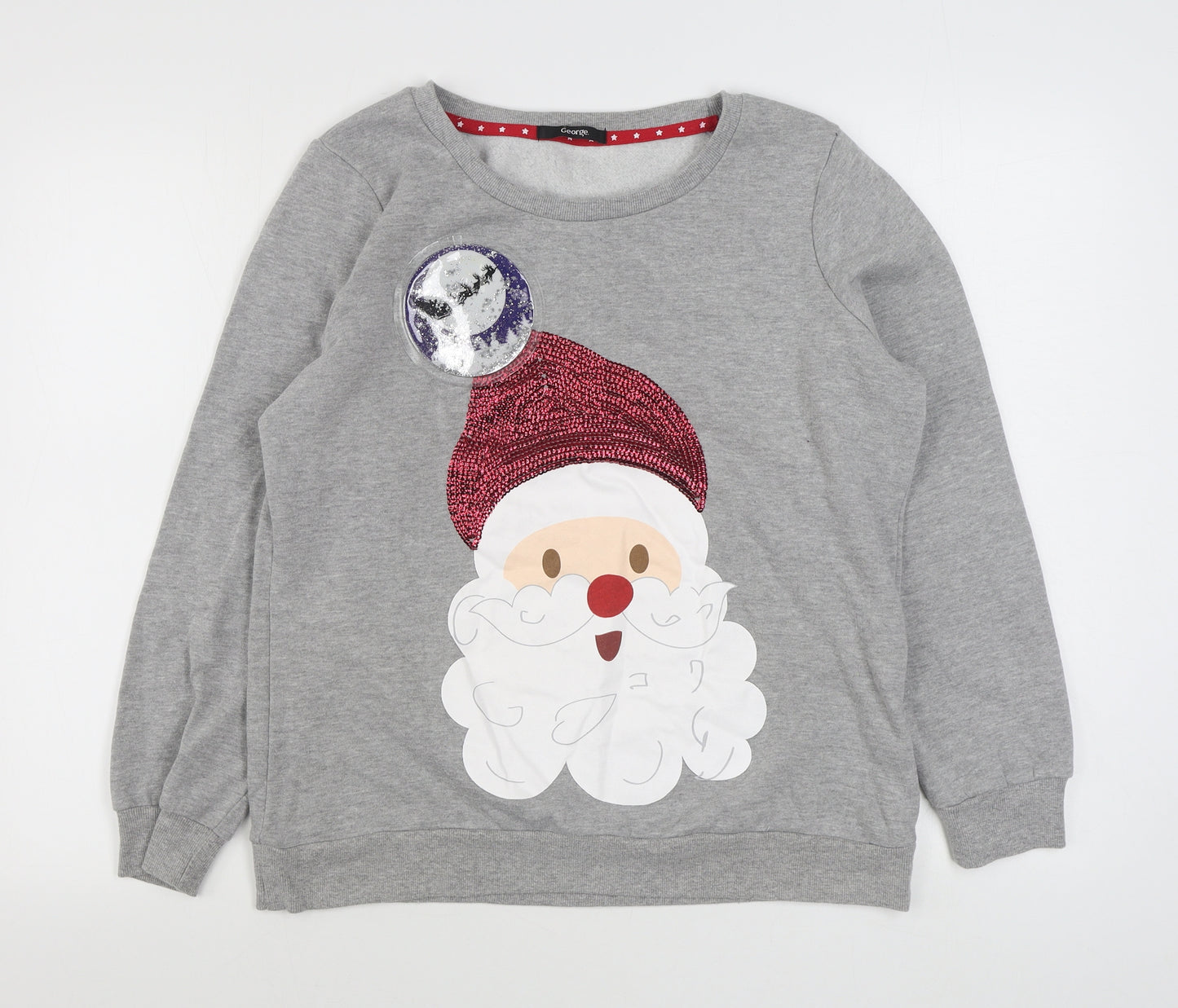 George Womens Grey  Cotton Pullover Sweatshirt Size 14  Pullover - Christmas Jumper