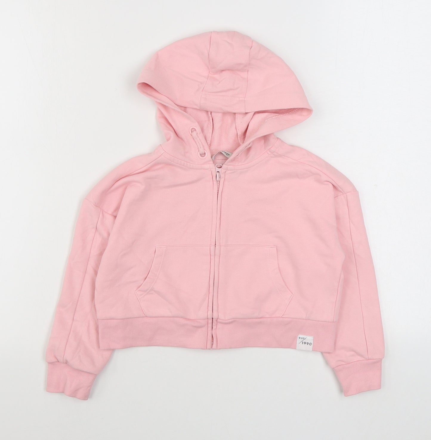George Girls Pink  Cotton Full Zip Hoodie Size 5-6 Years  Zip