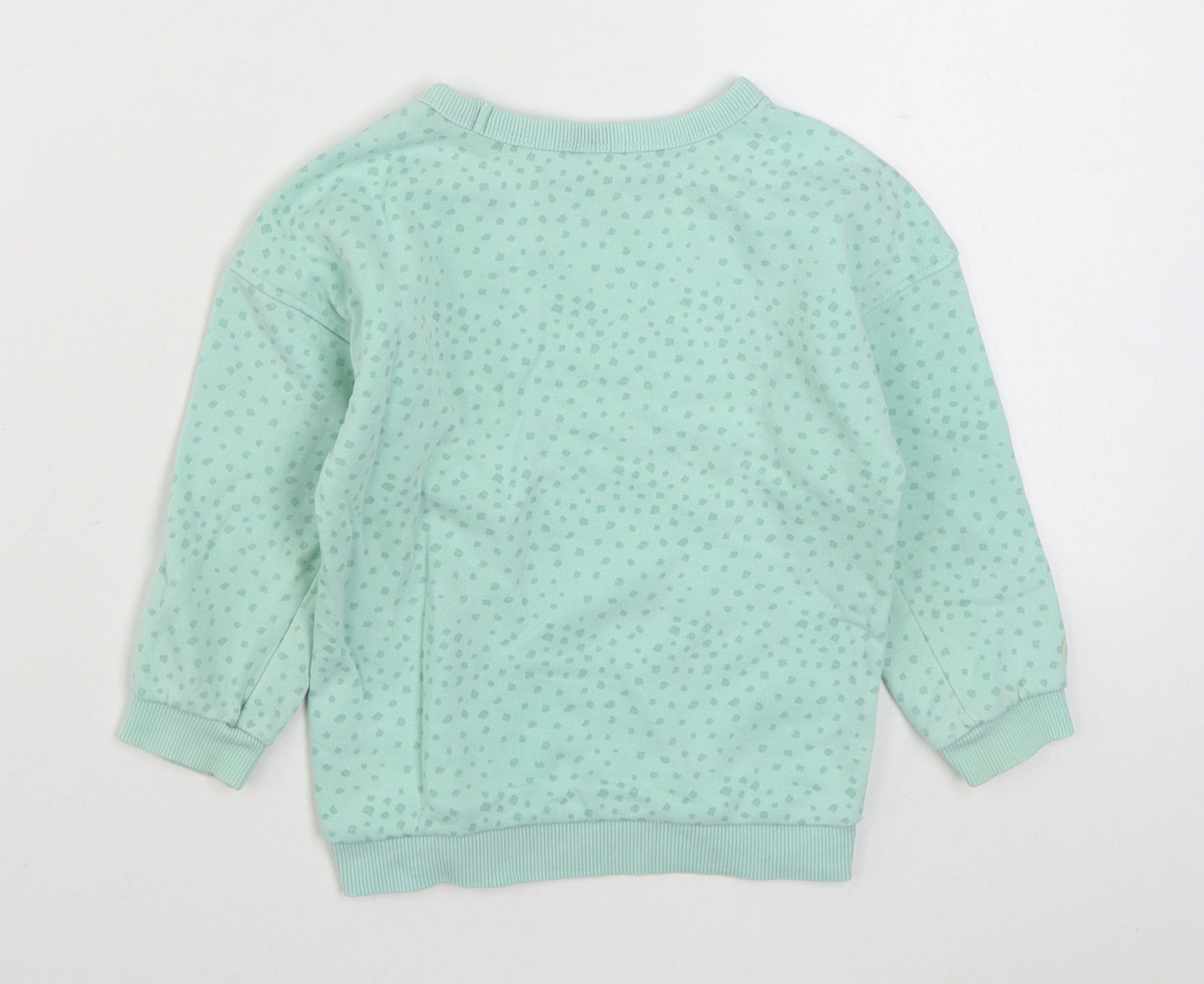 TU Girls Green Polka Dot Cotton Pullover Jumper Size 18-24 Months  Pullover