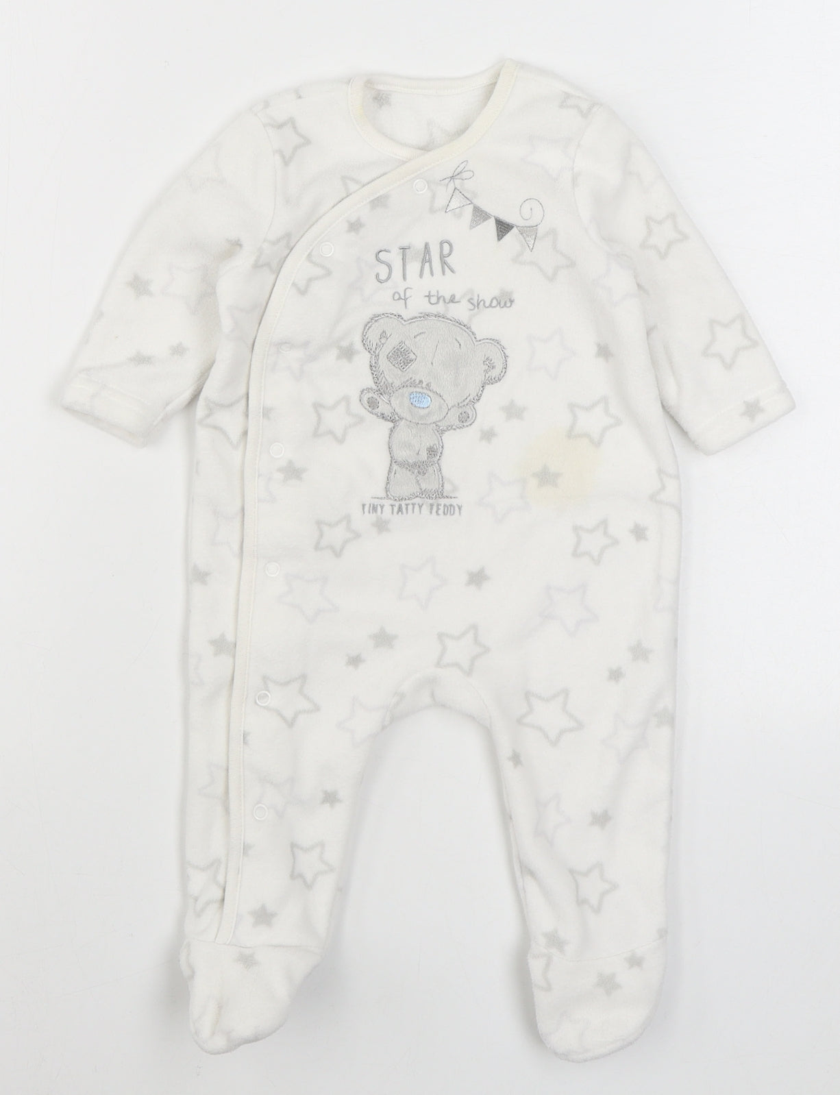 George Girls White Geometric Polyester  One Piece Size 3-6 Months  Button - Tatty Teddy