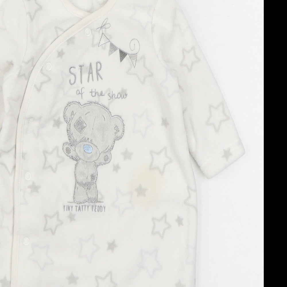 George Girls White Geometric Polyester  One Piece Size 3-6 Months  Button - Tatty Teddy