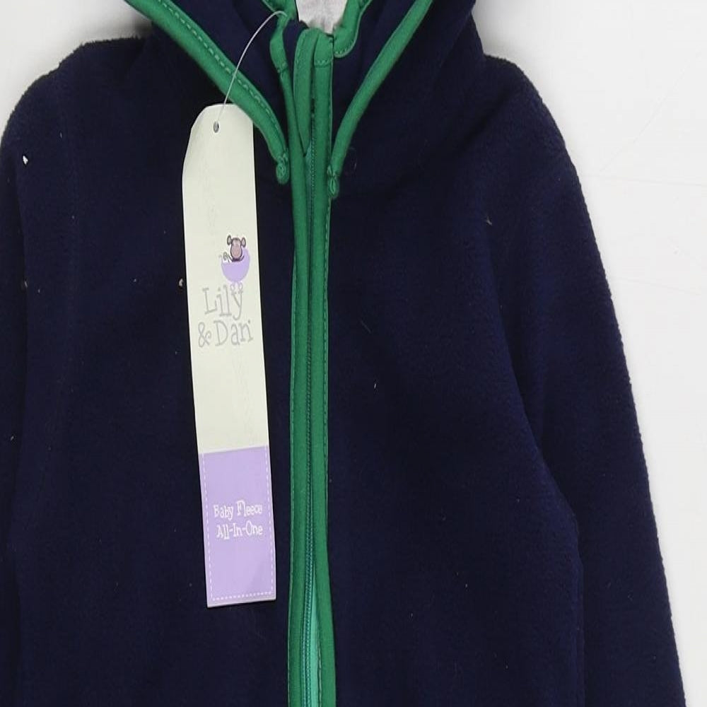 Lily & Dan Baby Blue Solid Polyester  One Piece Size 6-9 Months  Button