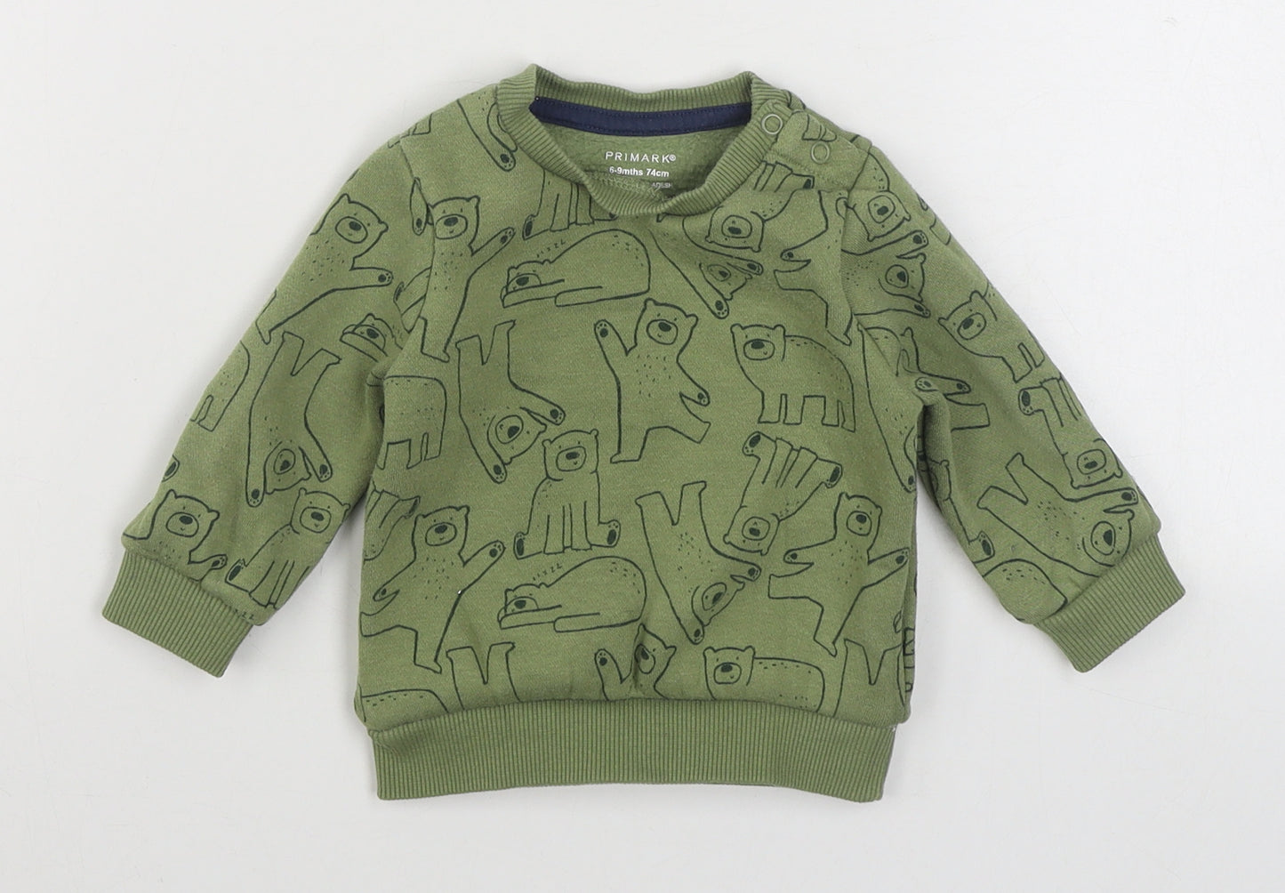 Primark Boys Green Geometric Cotton Pullover Jumper Size 6-9 Months  Pullover