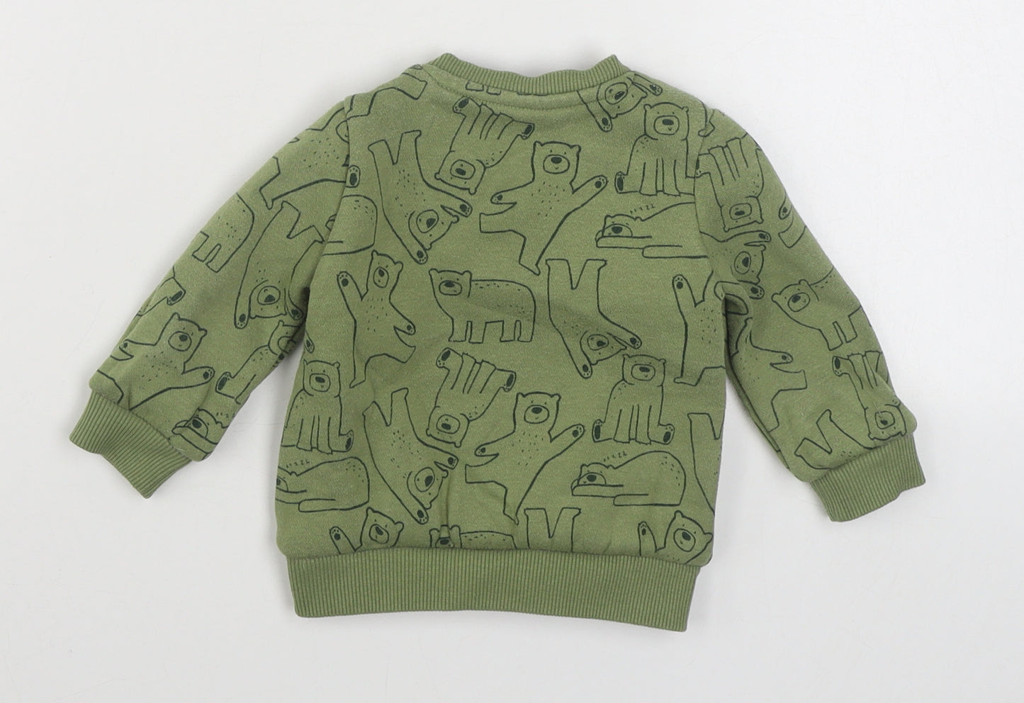 Primark Boys Green Geometric Cotton Pullover Jumper Size 6-9 Months  Pullover