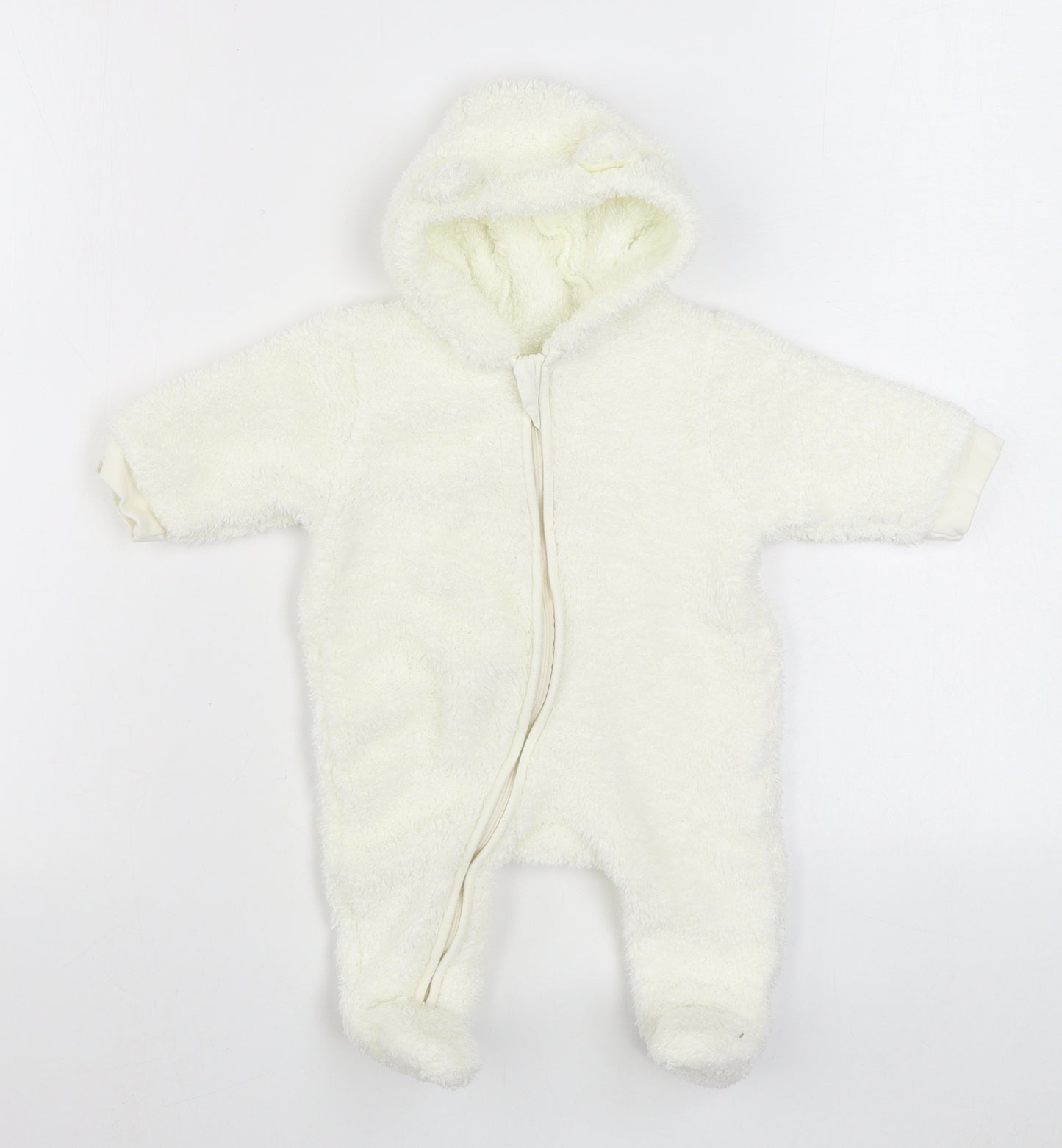 Anyday Baby White Solid Polyester  One Piece Size 0-3 Months  Zip