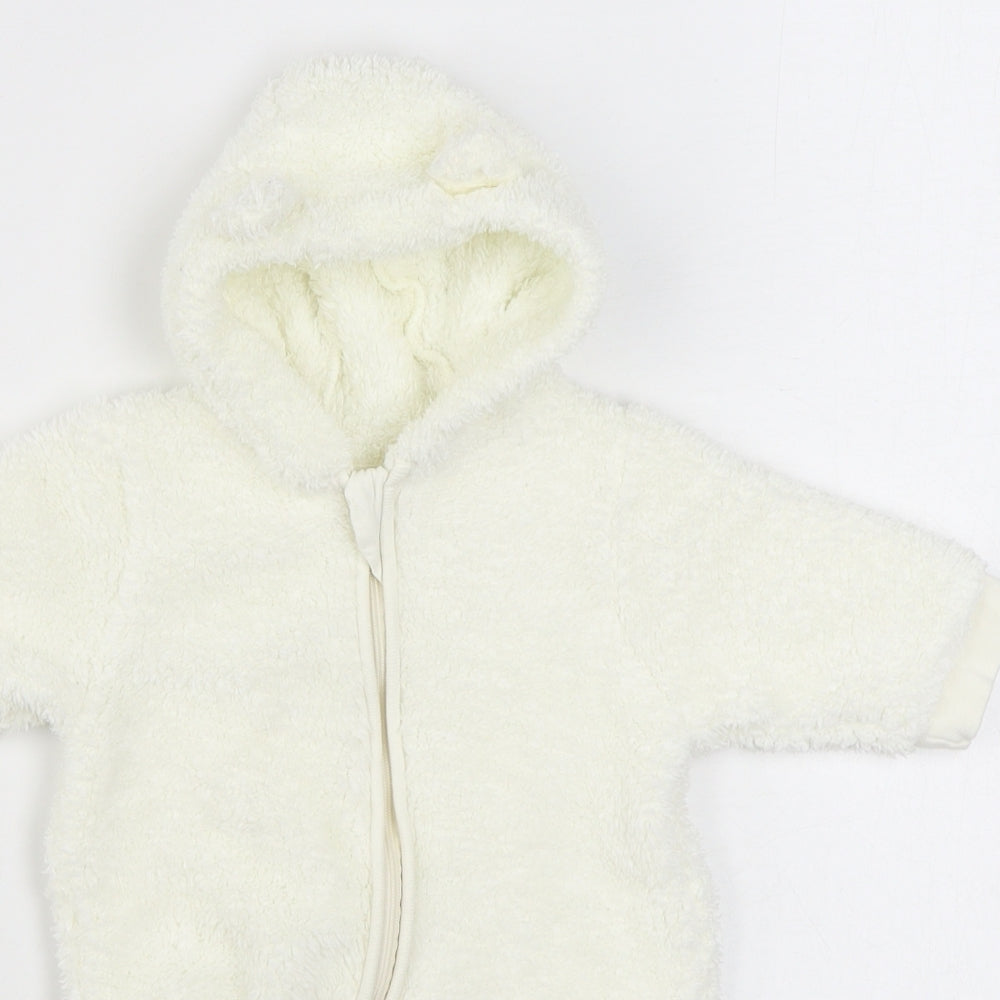 Anyday Baby White Solid Polyester  One Piece Size 0-3 Months  Zip