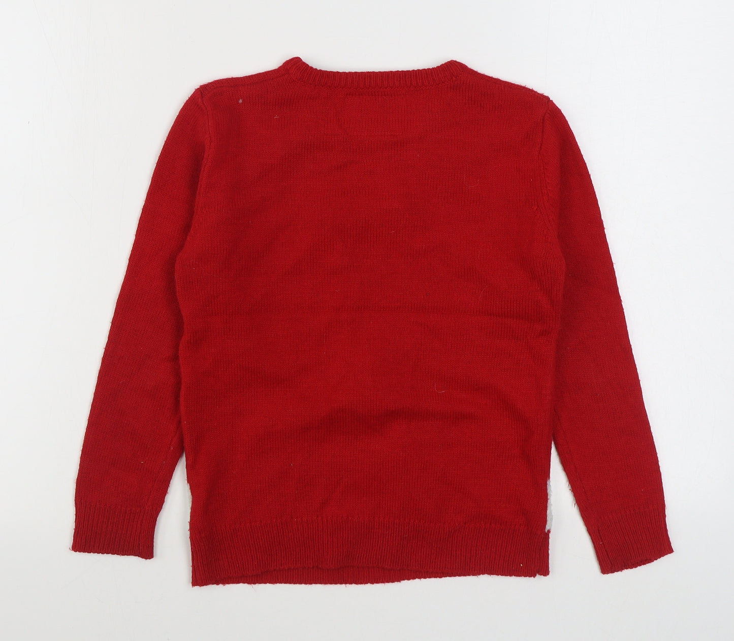 Primark Girls Red Round Neck  Acrylic Pullover Jumper Size 8-9 Years  Pullover - Christmas Jumper