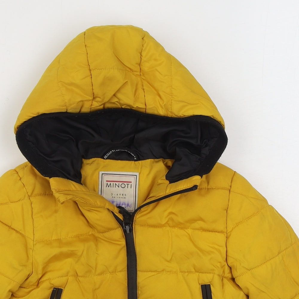 Minoti Boys Yellow   Puffer Jacket Coat Size 3-4 Years  Zip