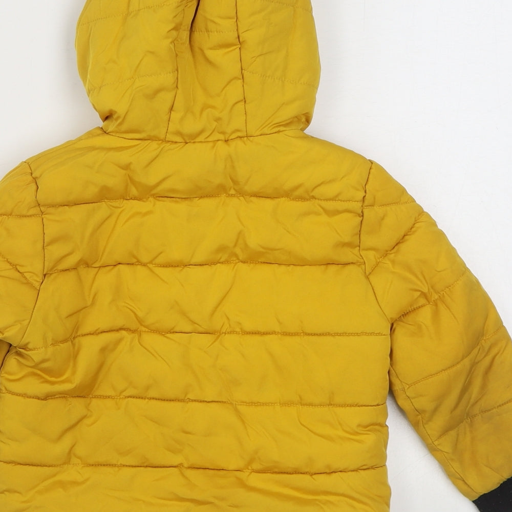 Minoti Boys Yellow   Puffer Jacket Coat Size 3-4 Years  Zip