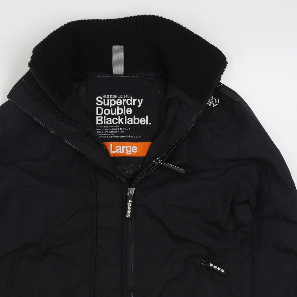Superdry Mens Black   Windbreaker Coat Size L  Zip