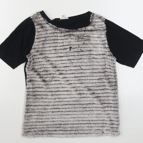 River Island Womens Black  Polyester Basic T-Shirt Size 8 Round Neck