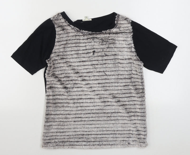 River Island Womens Black Polyester Basic T-Shirt Size 8 Round Neck