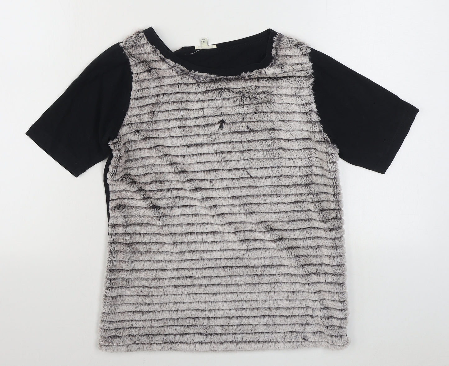River Island Womens Black  Polyester Basic T-Shirt Size 8 Round Neck