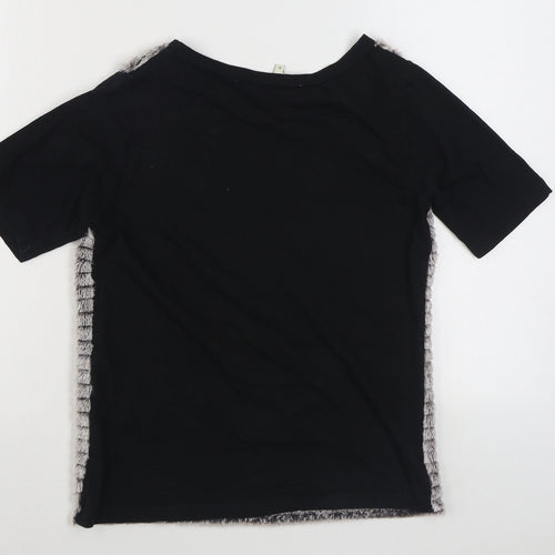 River Island Womens Black  Polyester Basic T-Shirt Size 8 Round Neck