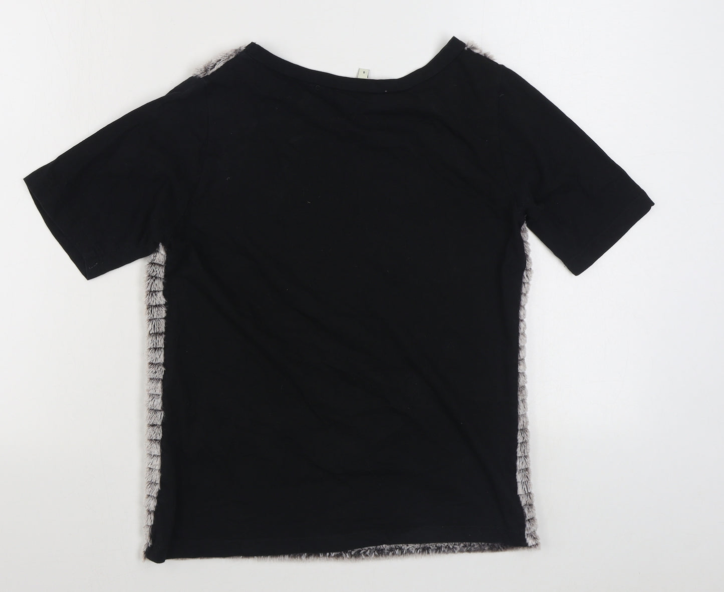 River Island Womens Black  Polyester Basic T-Shirt Size 8 Round Neck