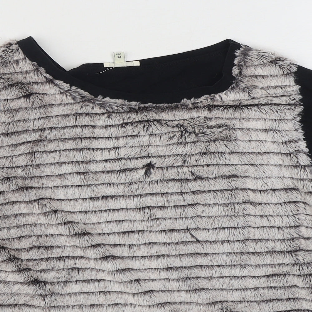 River Island Womens Black  Polyester Basic T-Shirt Size 8 Round Neck