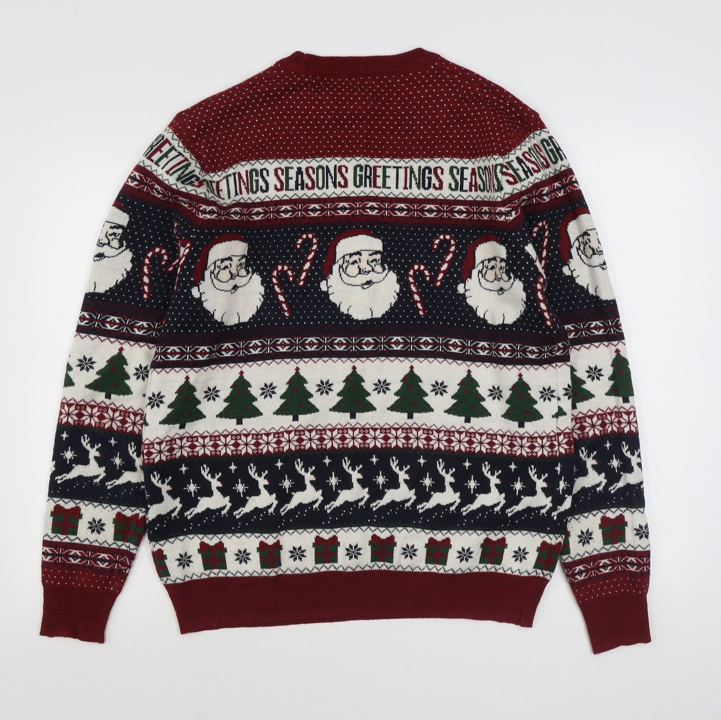 George Mens Multicoloured Round Neck Fair Isle Acrylic Pullover Jumper Size L