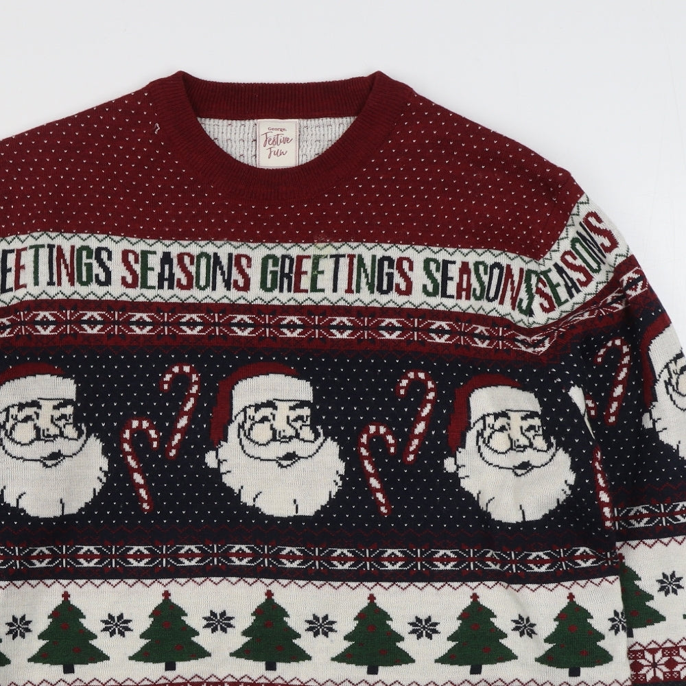 George Mens Multicoloured Round Neck Fair Isle Acrylic Pullover Jumper Size L