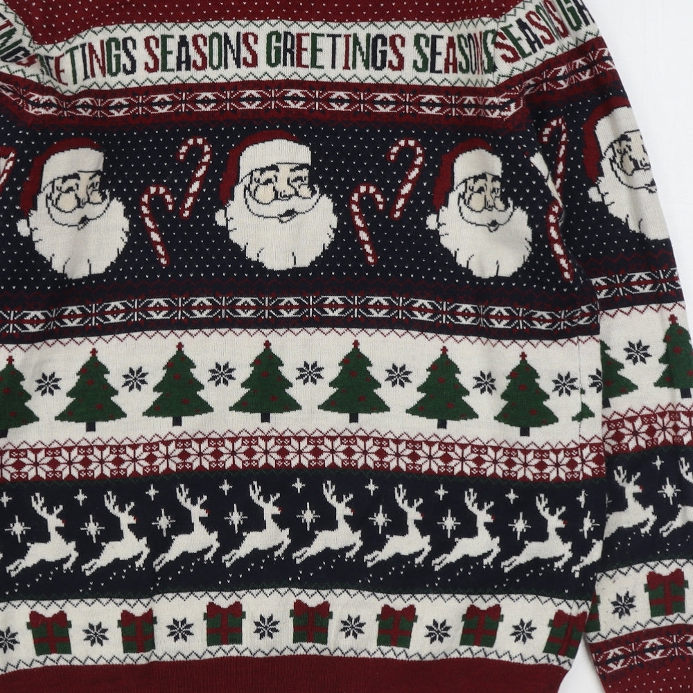 George Mens Multicoloured Round Neck Fair Isle Acrylic Pullover Jumper Size L