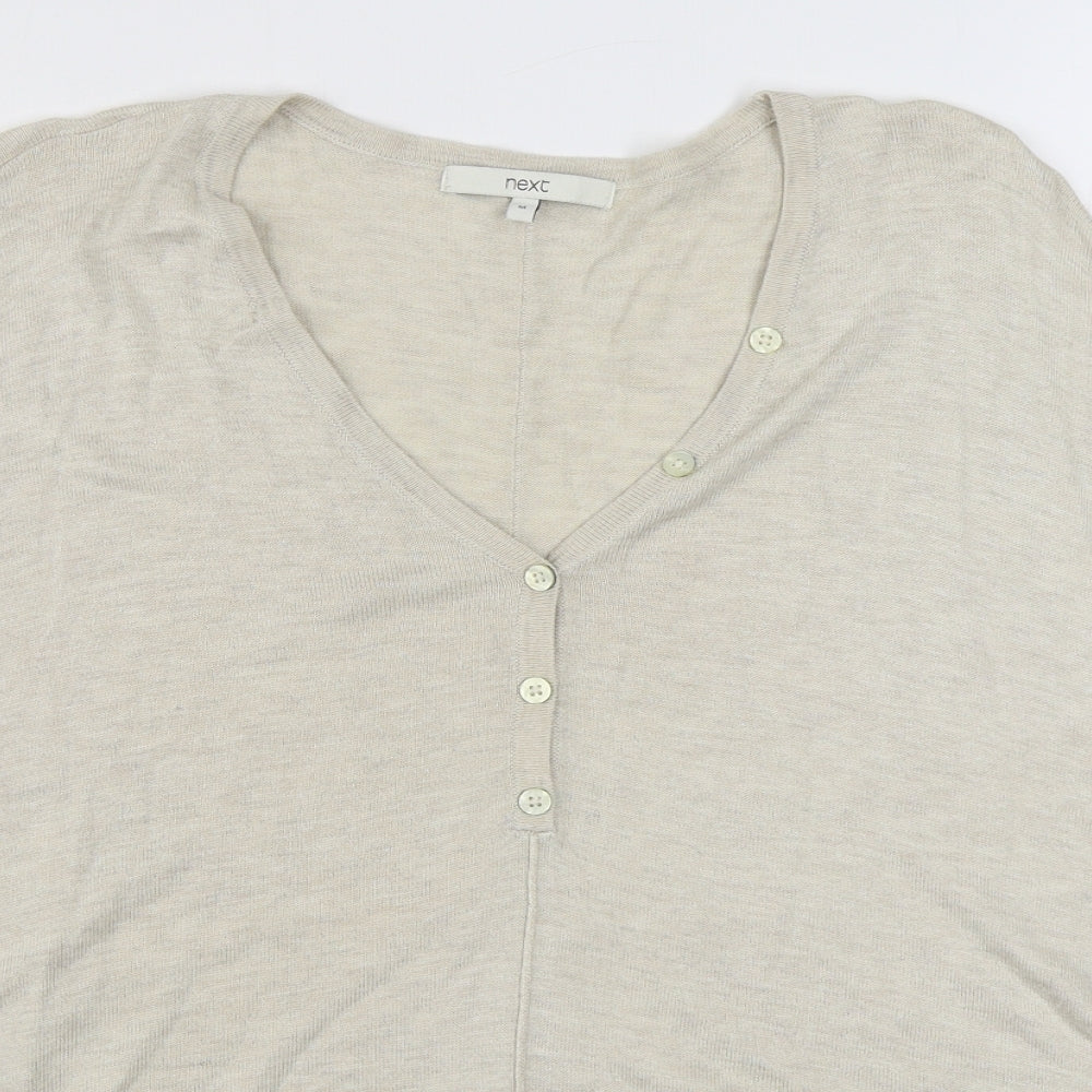 NEXT Womens Beige V-Neck  Viscose Cardigan Jumper Size M