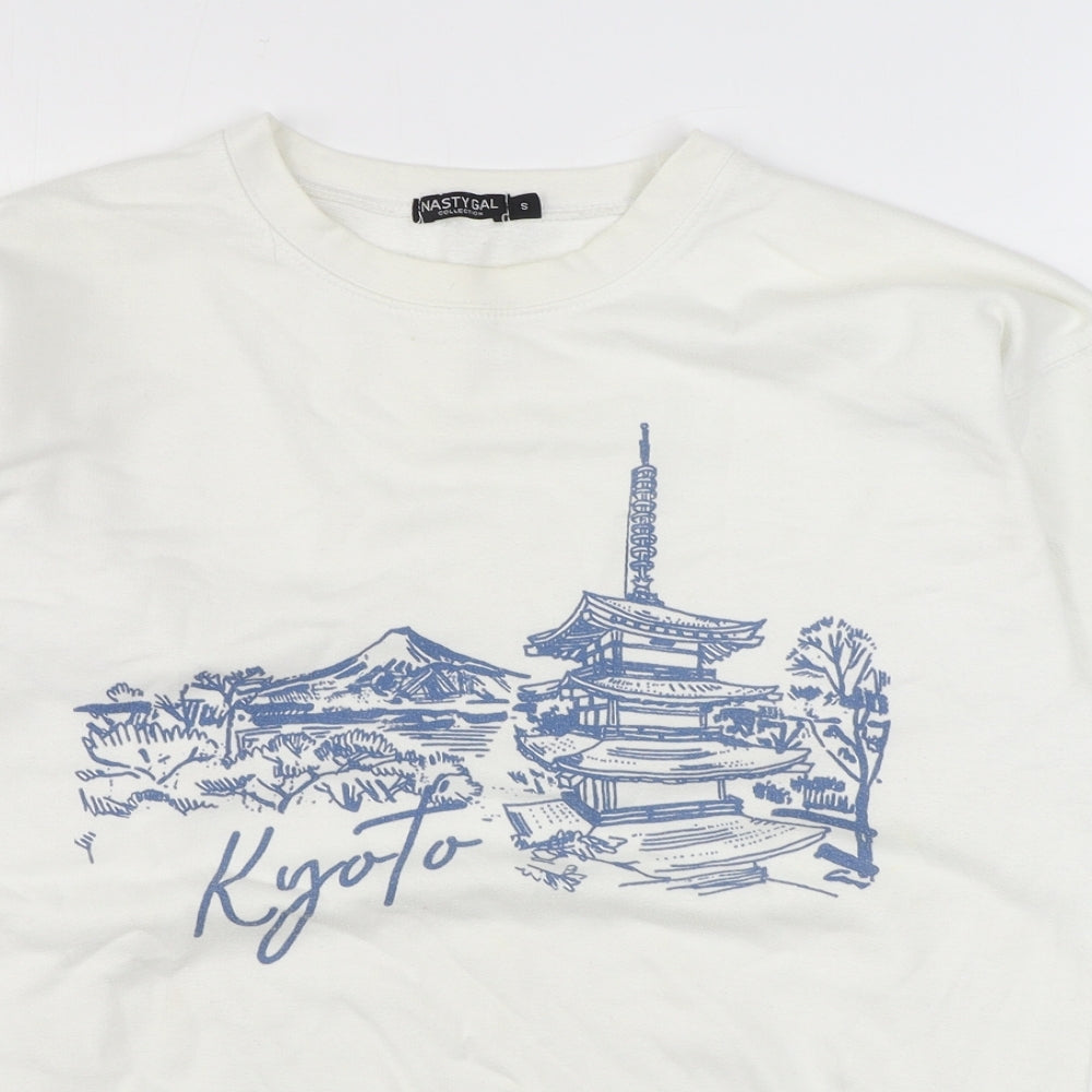 Nasty Gal Womens White  Polyester Pullover Sweatshirt Size S  Pullover