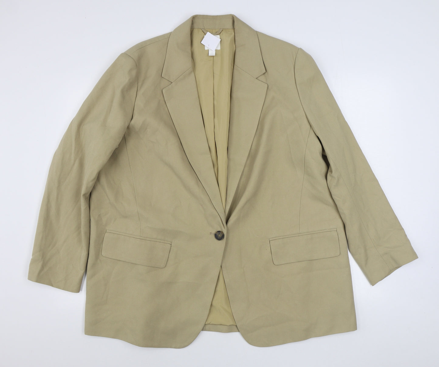 H&M Womens Beige   Jacket Blazer Size XL  Button