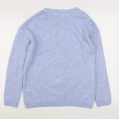 George Womens Blue Round Neck  Acrylic Pullover Jumper Size M