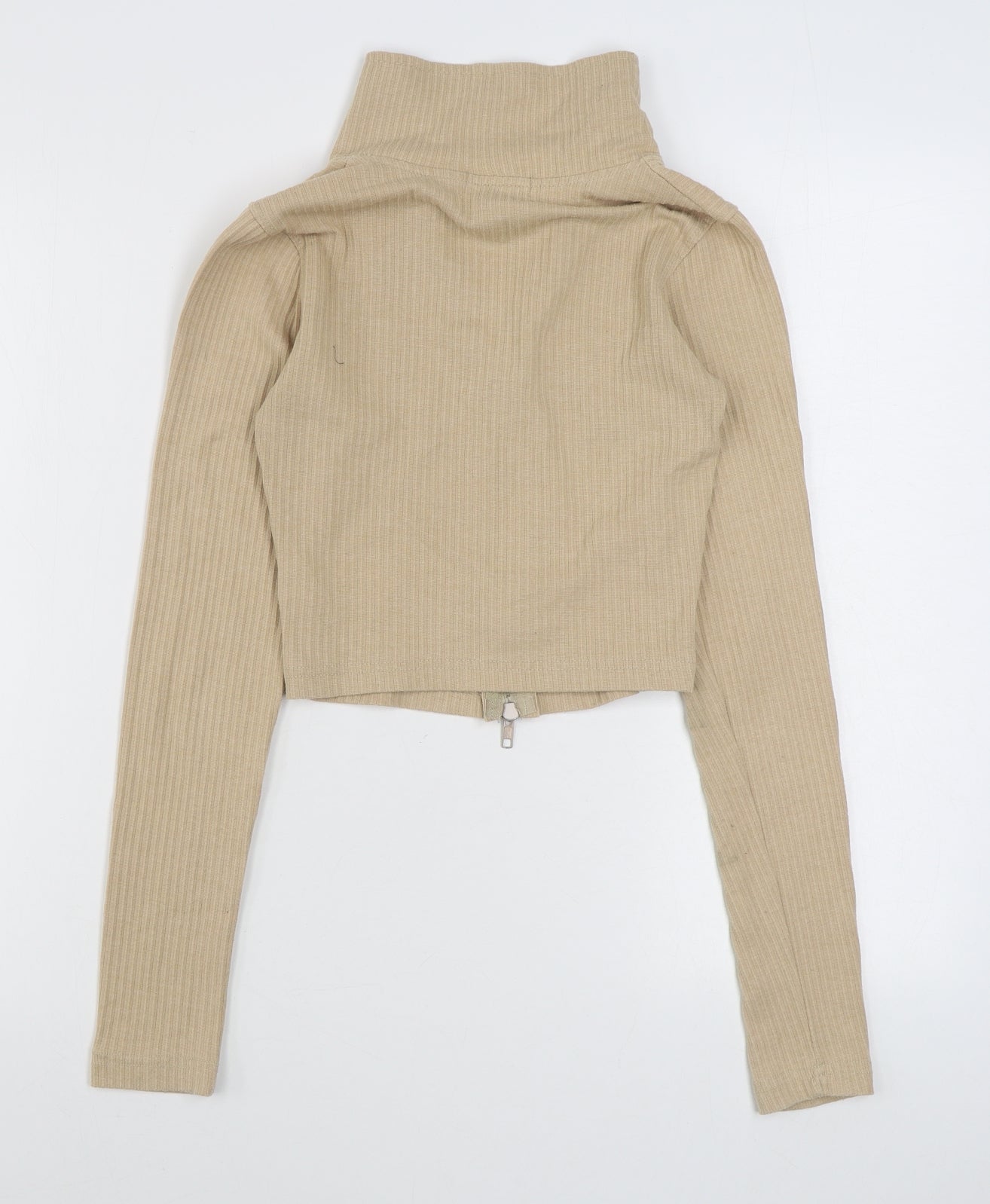 PRETTY LITTLE THING  Womens Beige High Neck  Polyester Full Zip Jumper Size 6