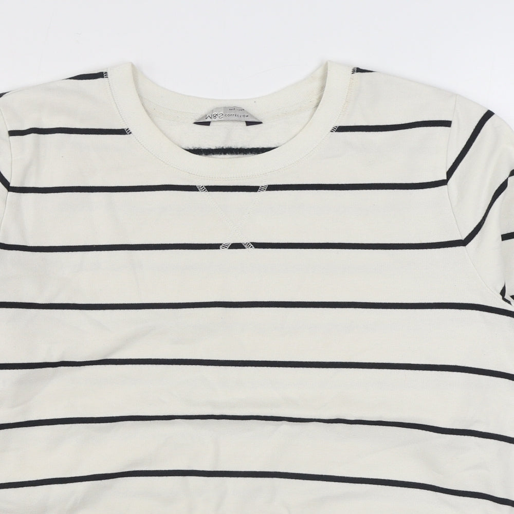 Marks and Spencer Womens White Striped Cotton Pullover Sweatshirt Size 14  Pullover