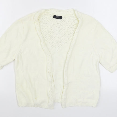 Matalan Womens White V-Neck  100% Cotton Cardigan Jumper Size 14