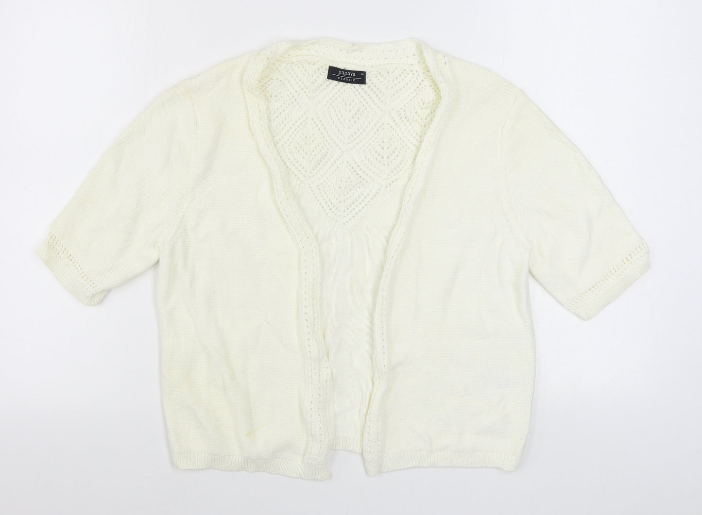 Matalan Womens White V-Neck  100% Cotton Cardigan Jumper Size 14