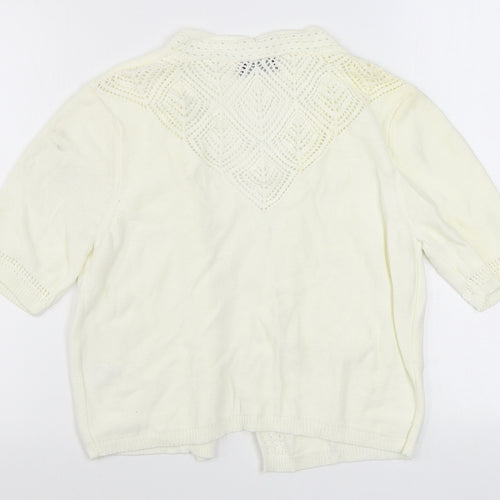 Matalan Womens White V-Neck  100% Cotton Cardigan Jumper Size 14