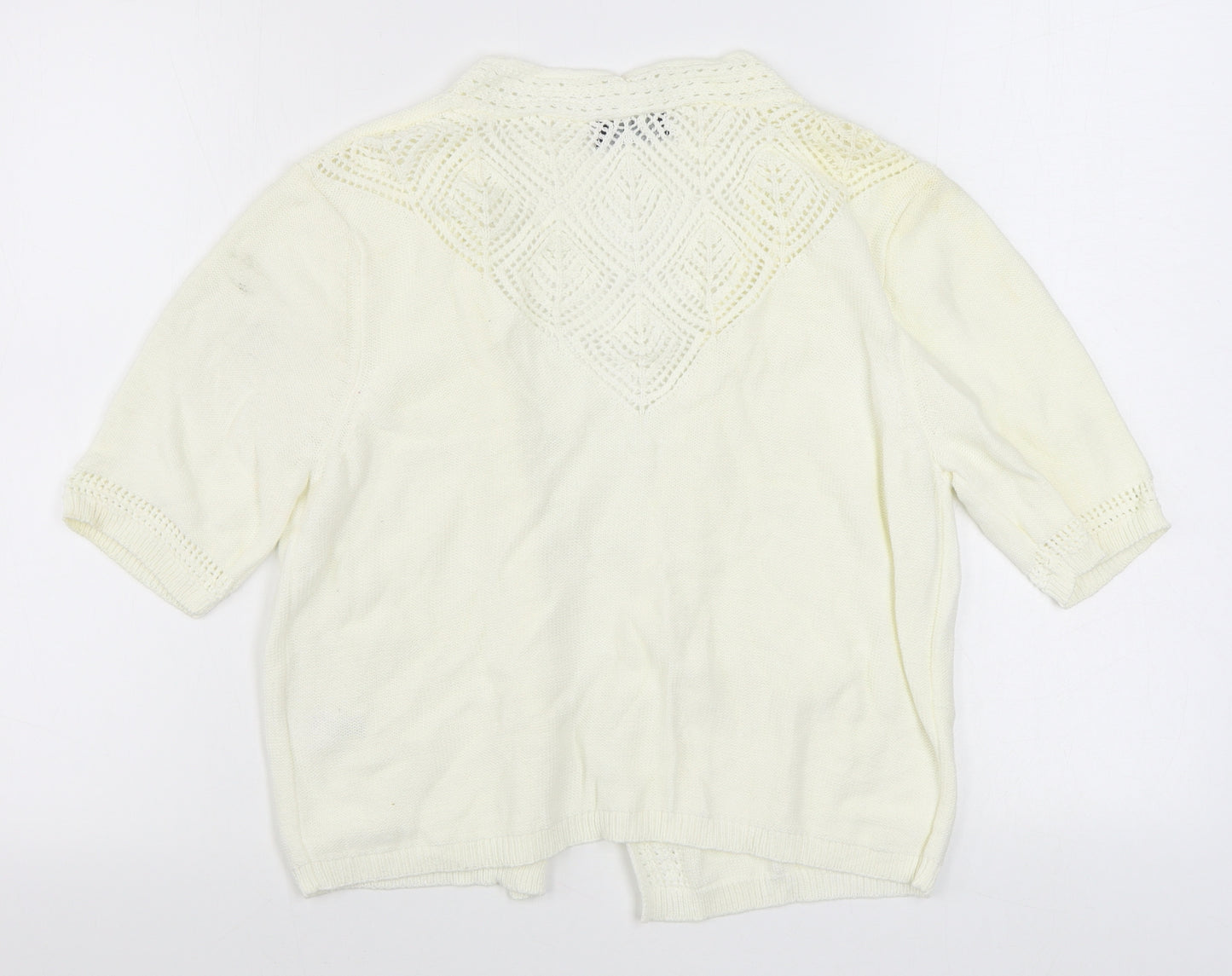 Matalan Womens White V-Neck  100% Cotton Cardigan Jumper Size 14