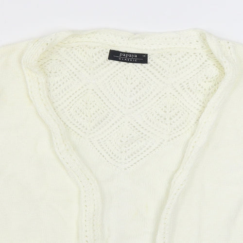 Matalan Womens White V-Neck  100% Cotton Cardigan Jumper Size 14