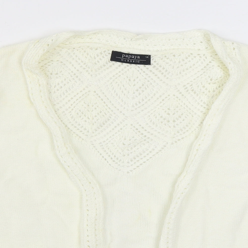 Matalan Womens White V-Neck  100% Cotton Cardigan Jumper Size 14