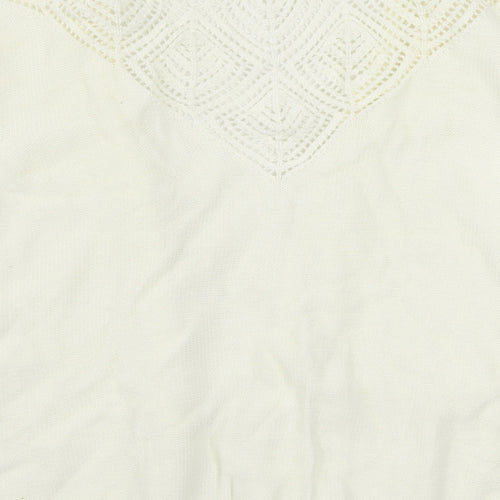 Matalan Womens White V-Neck  100% Cotton Cardigan Jumper Size 14