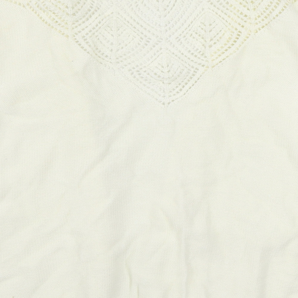 Matalan Womens White V-Neck  100% Cotton Cardigan Jumper Size 14