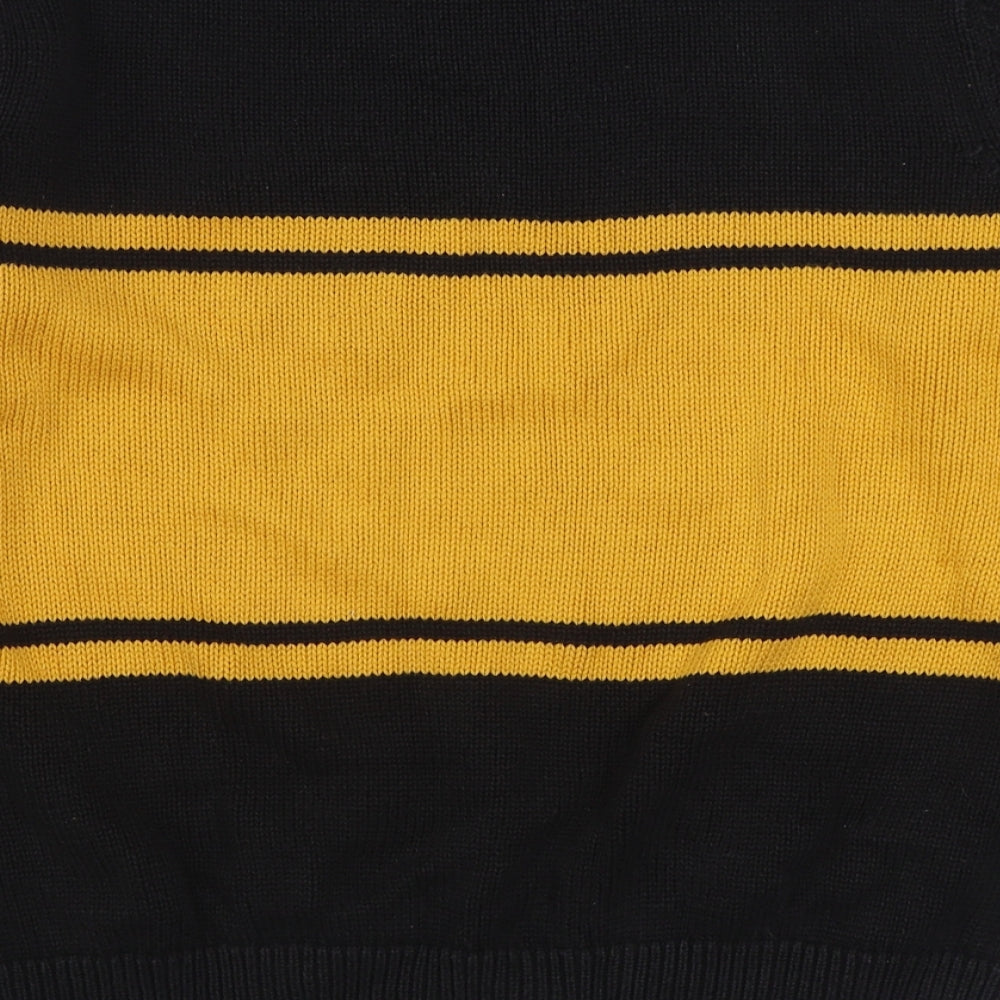 Topshop Womens Black Round Neck Striped Cotton Pullover Jumper Size 6