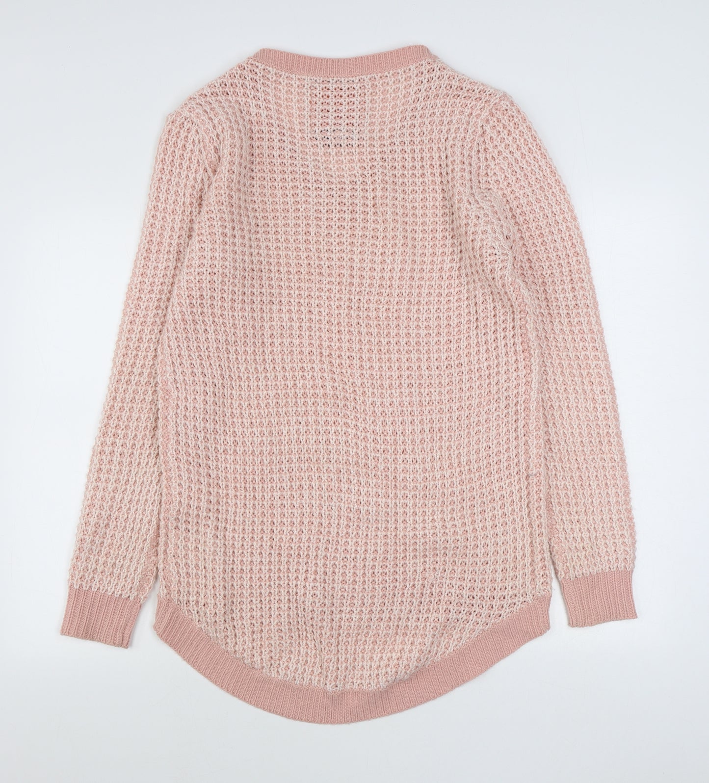 SoulCal&Co Womens Pink V-Neck  Acrylic Pullover Jumper Size 14