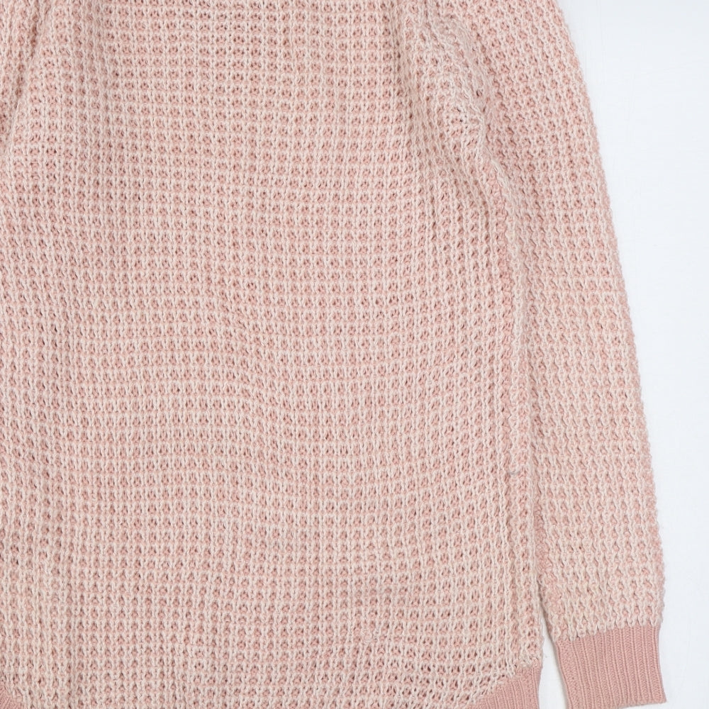 SoulCal&Co Womens Pink V-Neck  Acrylic Pullover Jumper Size 14