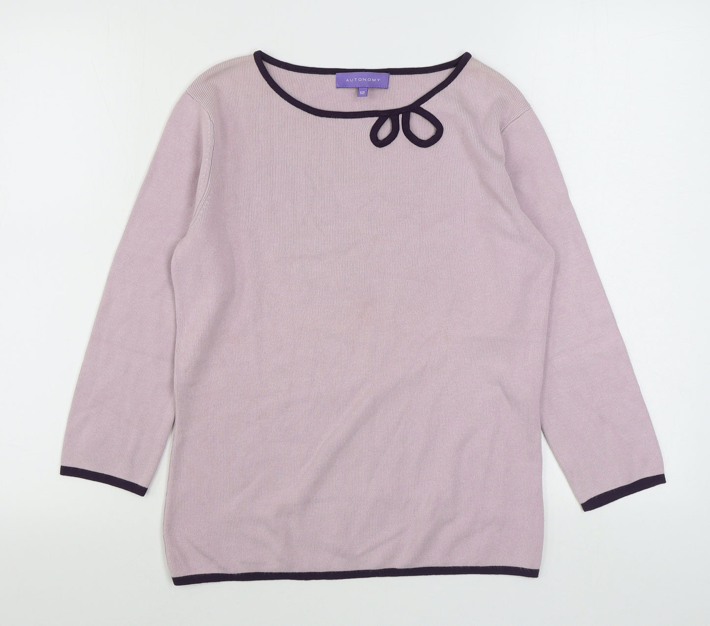 Autonomy Womens Purple Boat Neck  Viscose Pullover Jumper Size 12