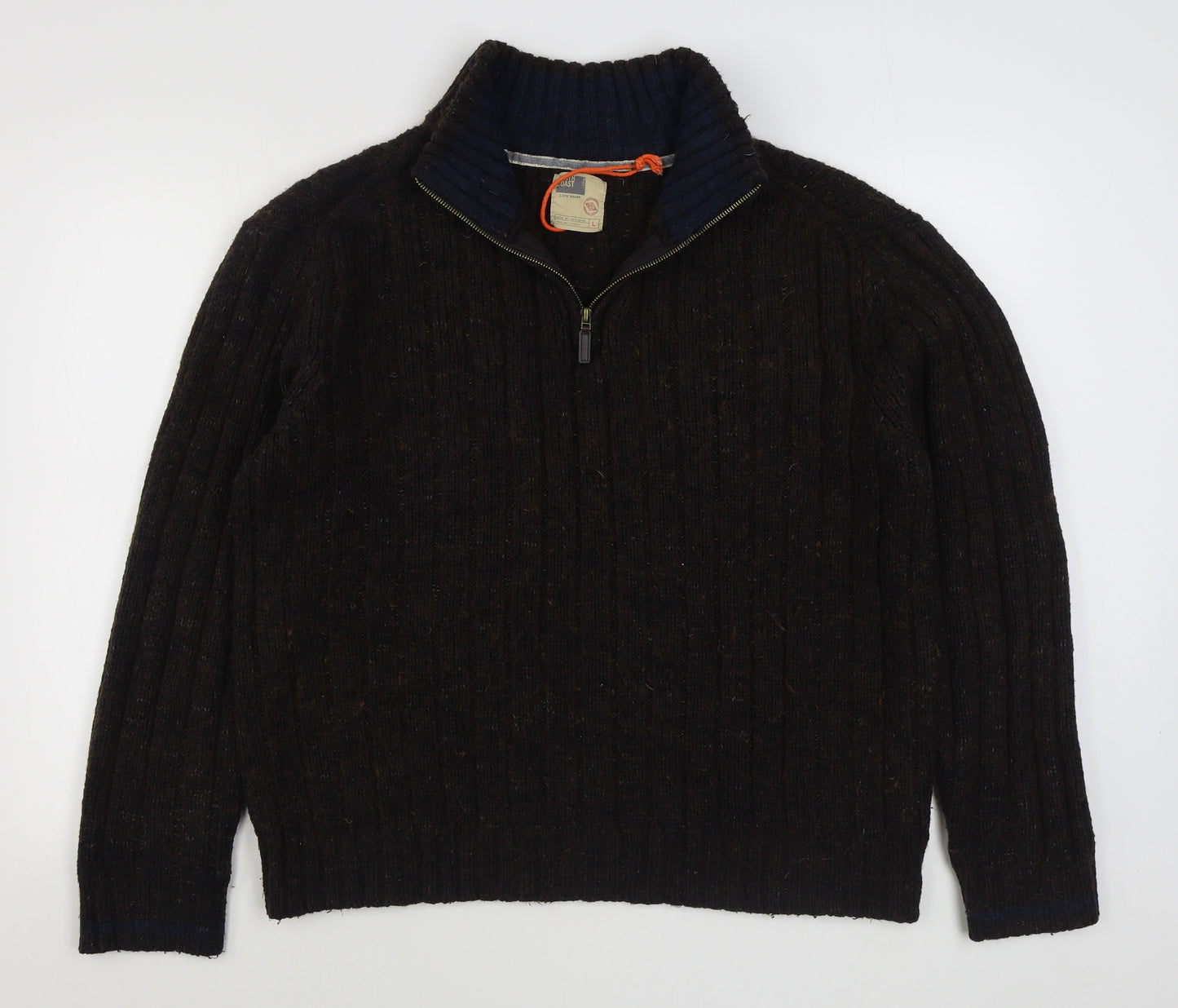 Marks and Spencer Mens Brown High Neck  Acrylic Pullover Jumper Size L