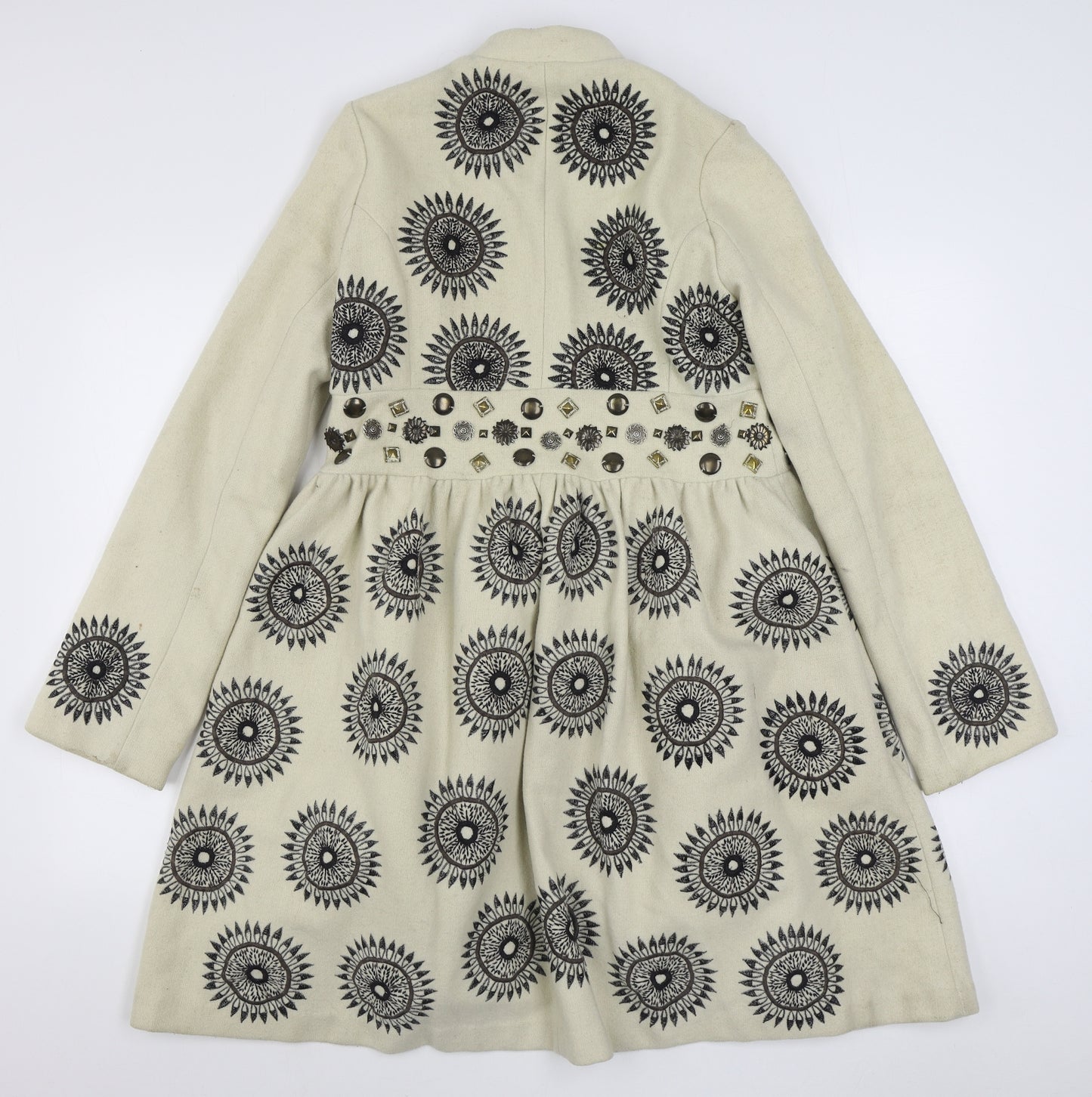 Andersen & Lauth Womens Beige   Overcoat Coat Size 8  Hook & Eye