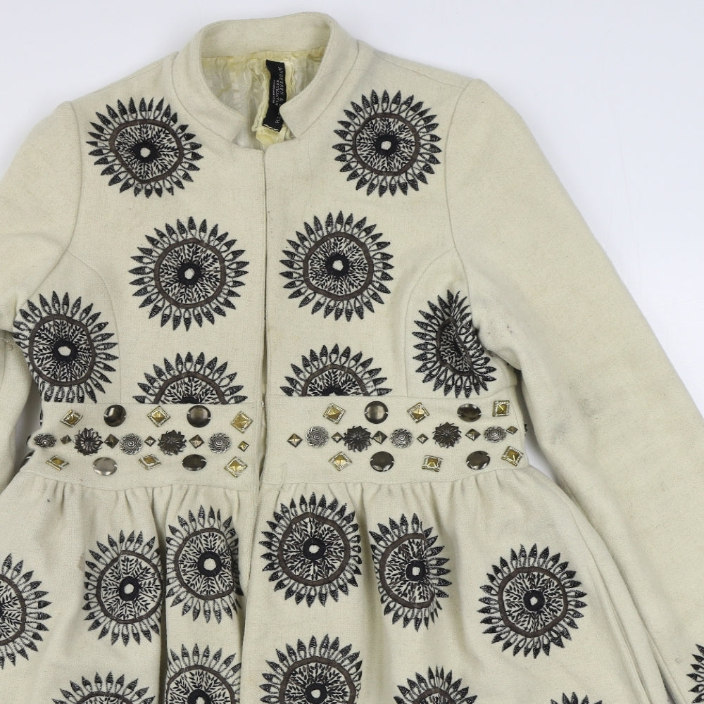 Andersen & Lauth Womens Beige   Overcoat Coat Size 8  Hook & Eye