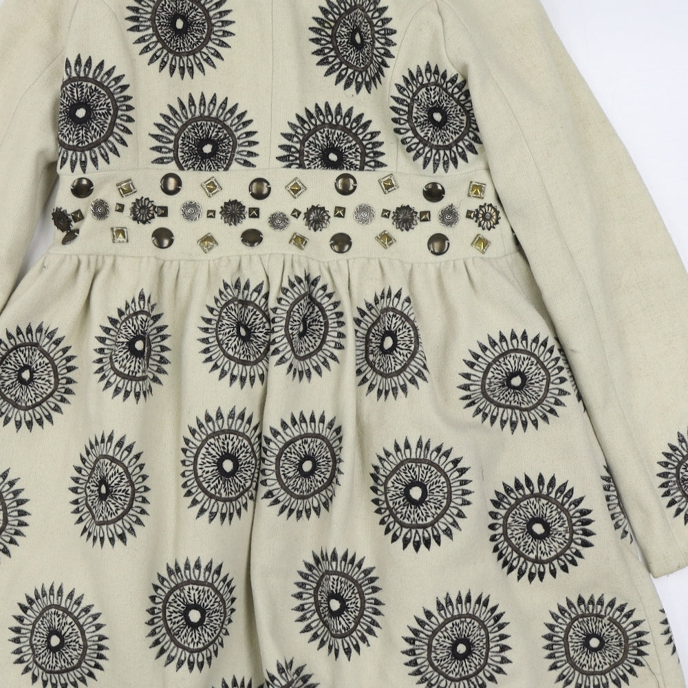 Andersen & Lauth Womens Beige   Overcoat Coat Size 8  Hook & Eye