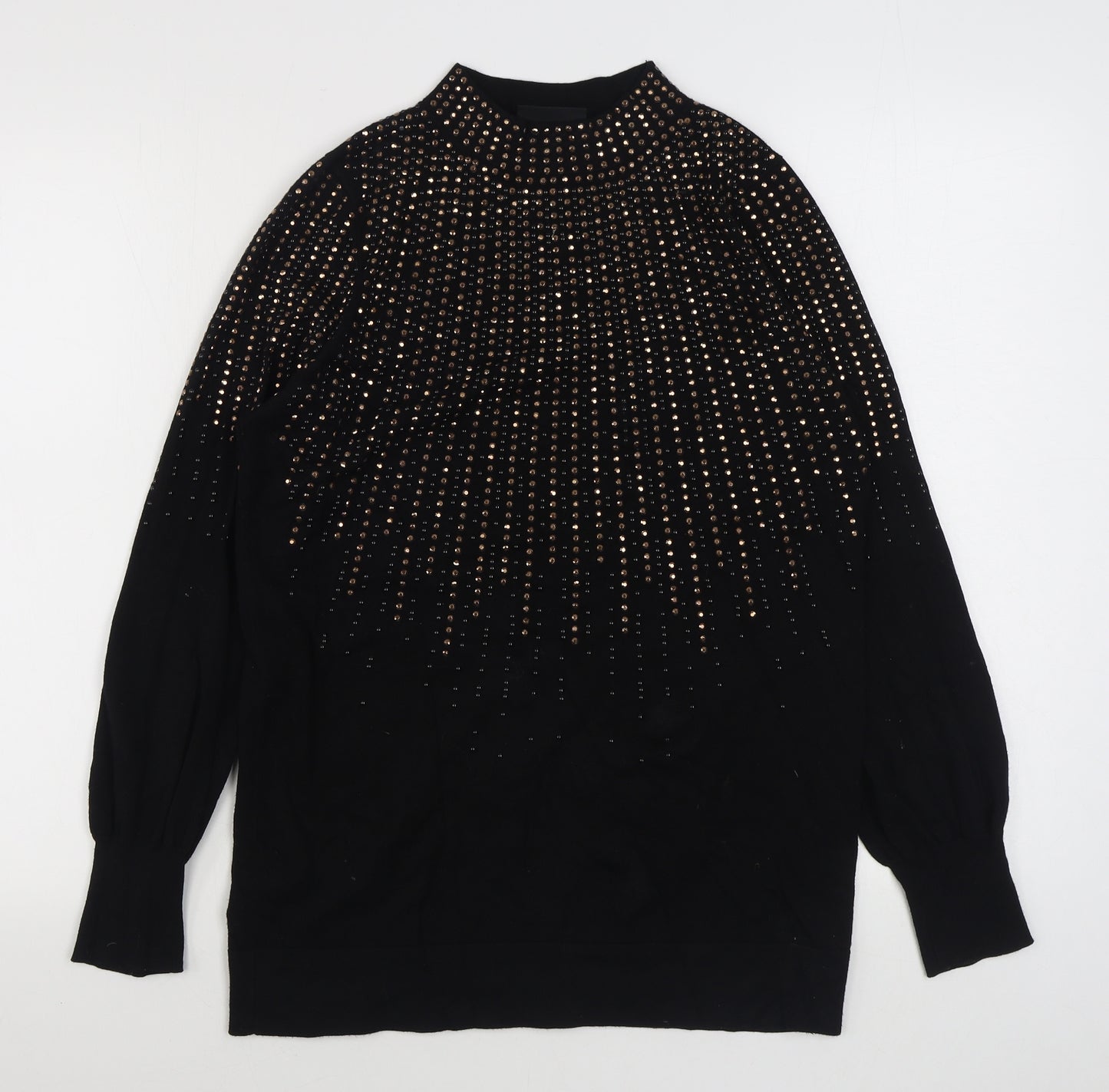 Wallis Womens Black Round Neck  Viscose Pullover Jumper Size 12