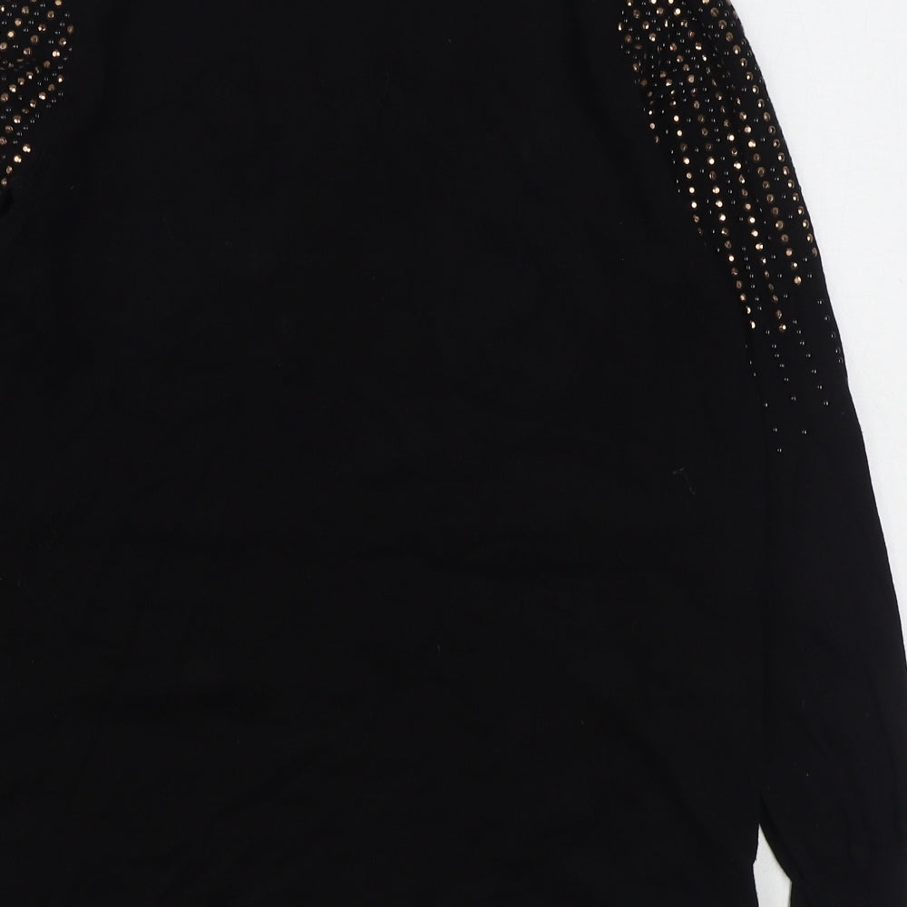 Wallis Womens Black Round Neck  Viscose Pullover Jumper Size 12