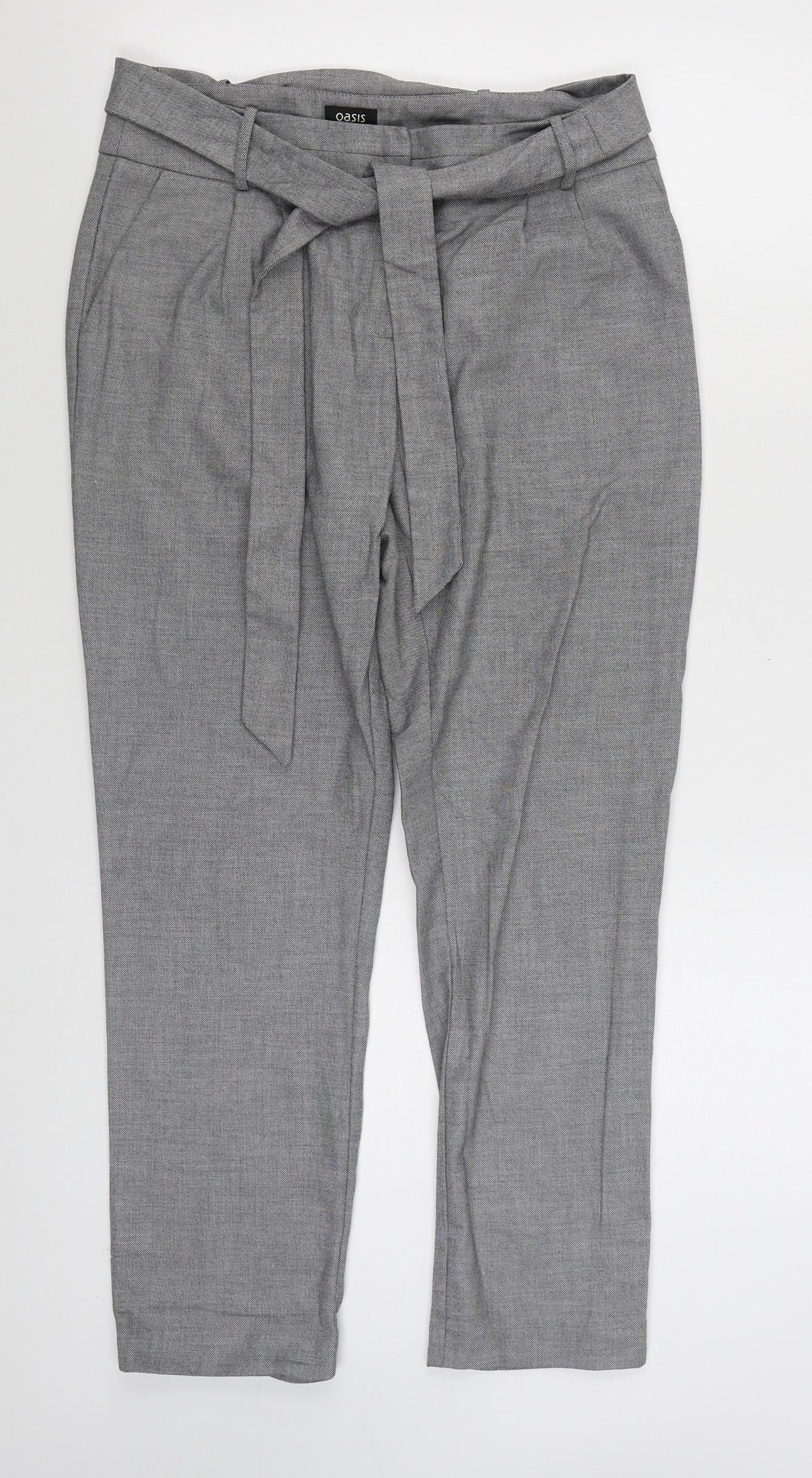 Oasis Womens Grey  Polyester Trousers  Size 12 L26 in Regular Zip